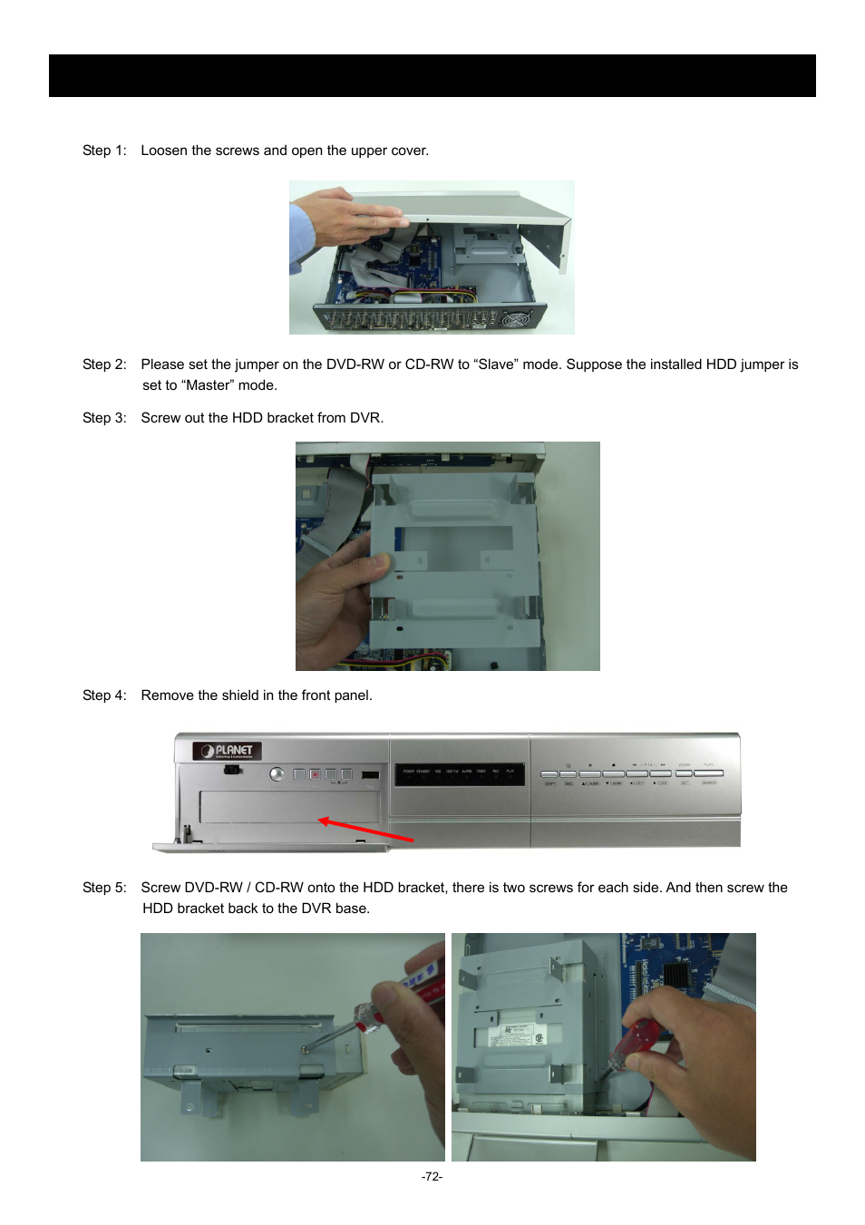 Appendix 7 install dvd-rw / cd-rw (dvr-860 only) | Planet Technology DVR-860 User Manual | Page 78 / 79