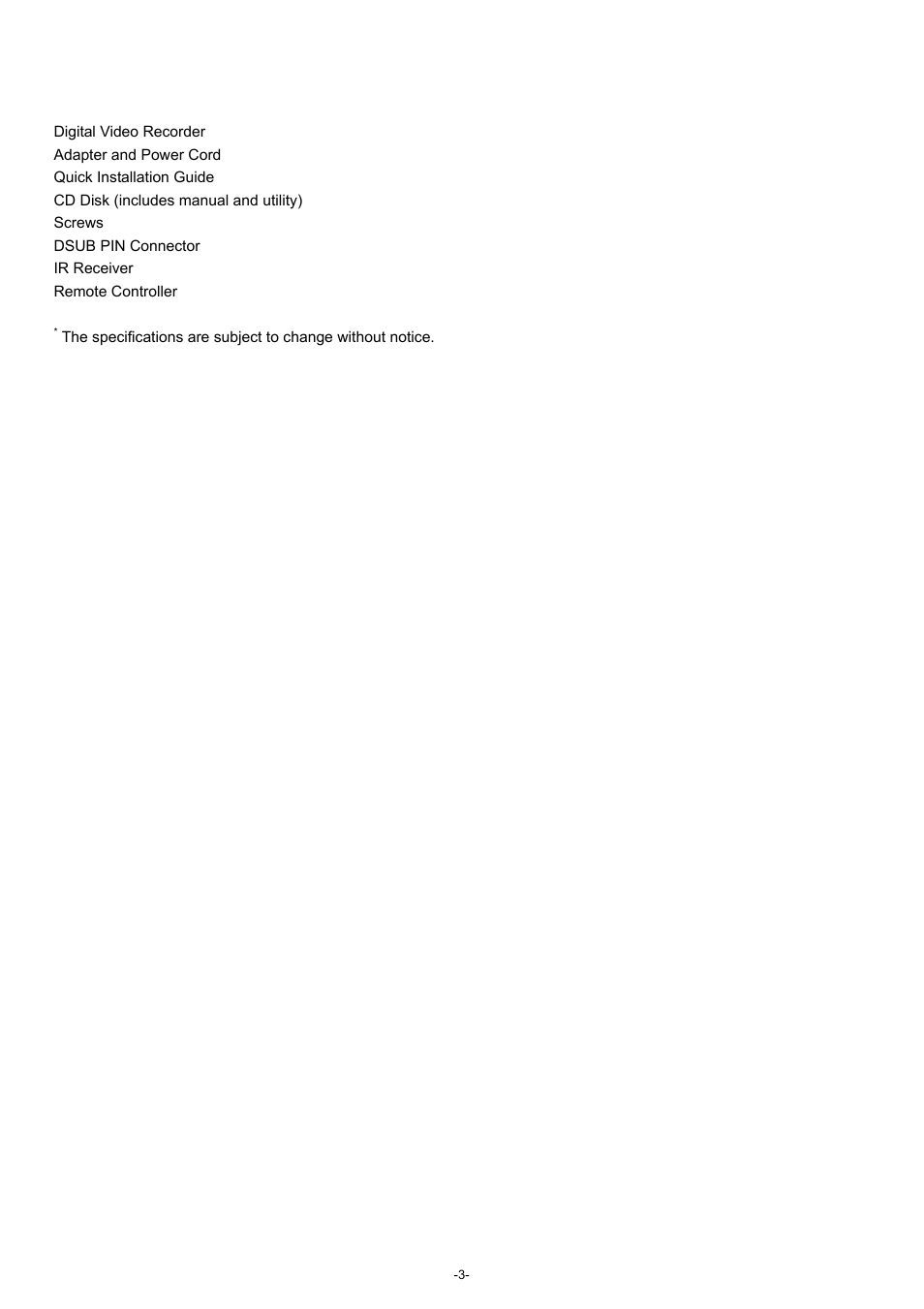 3 package contents | Planet Technology DVR-860 User Manual | Page 9 / 79