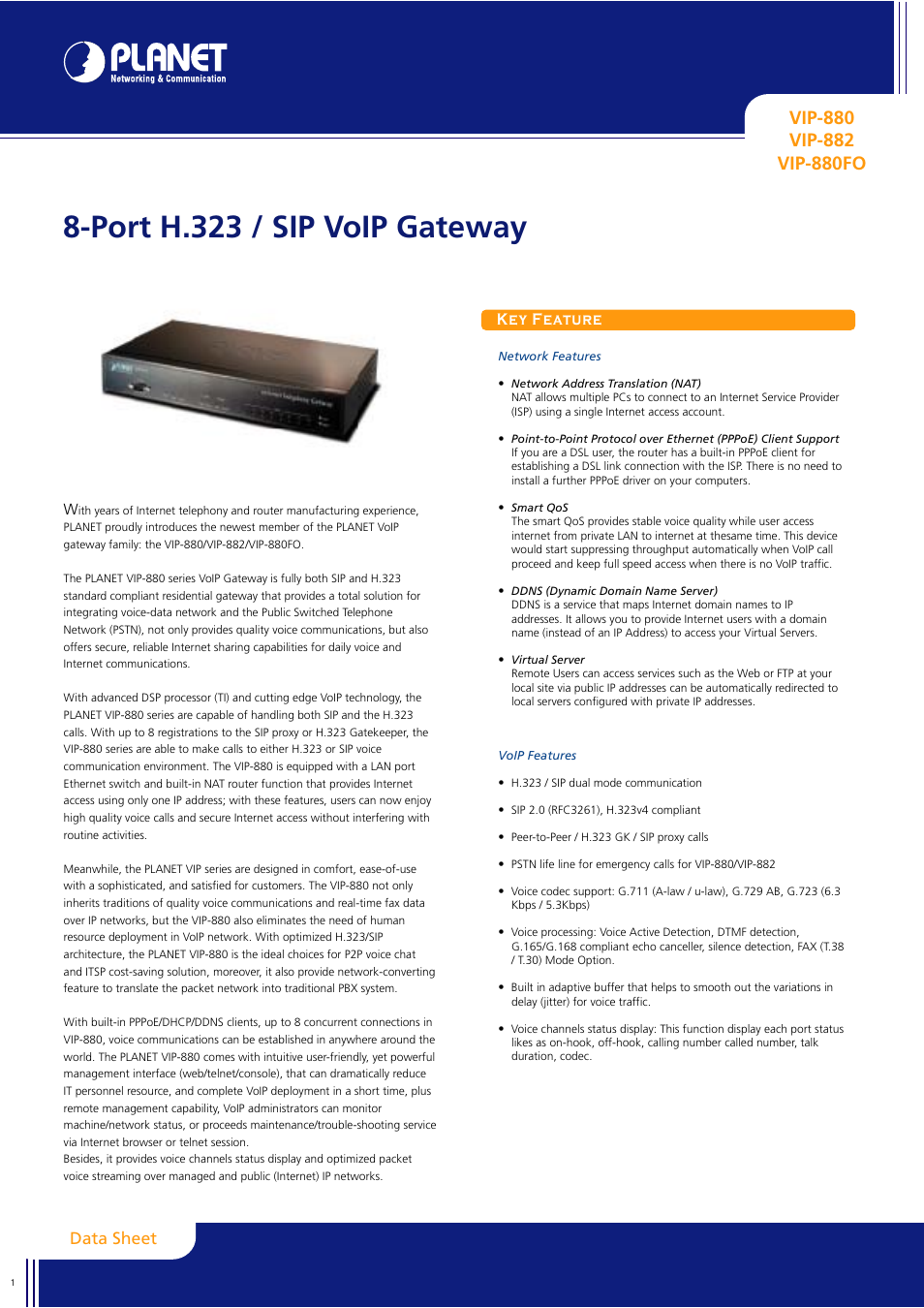 Planet Technology VIP-882 User Manual | 2 pages