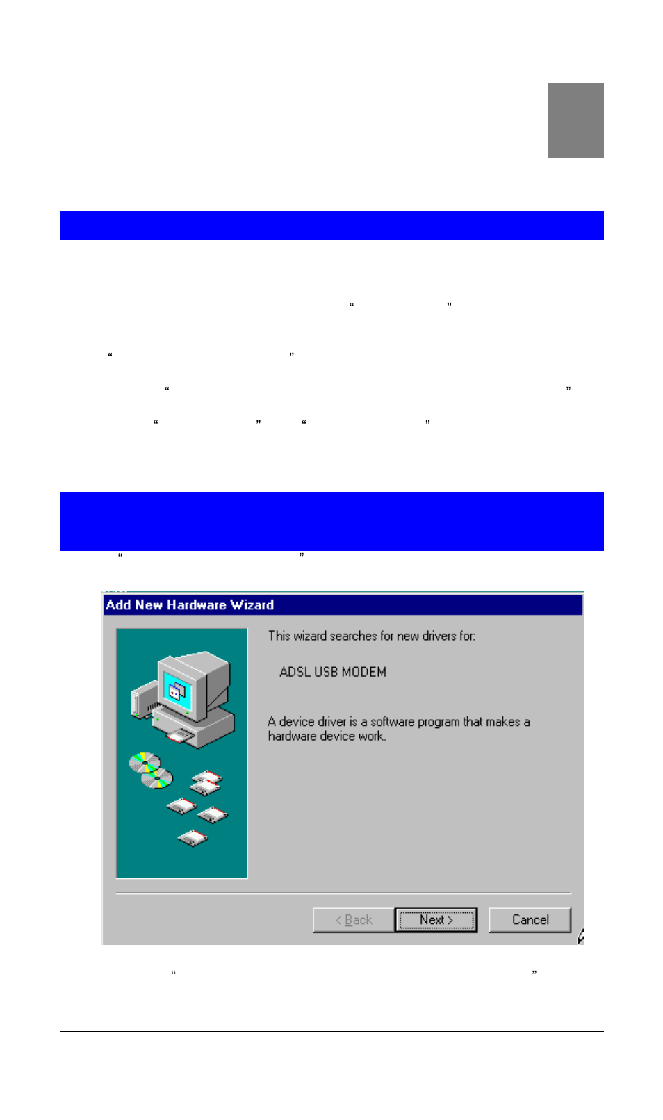 Chapter 2 installation, Hardware installation, Installation | Chapter 2 | Planet Technology USB ADSL Modem ADU-2000 User Manual | Page 7 / 24