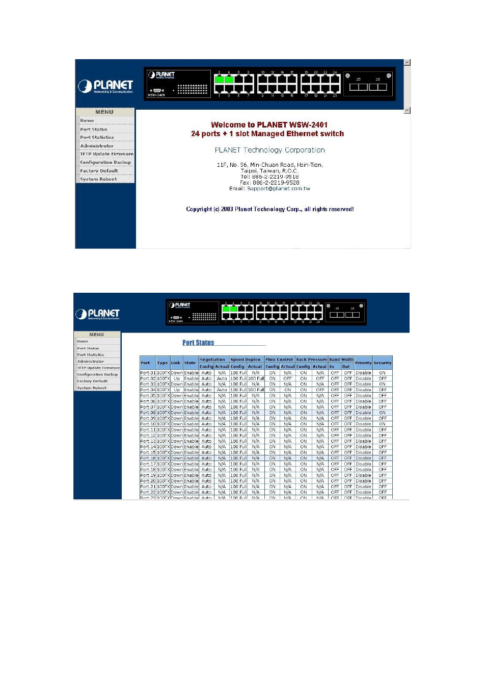 2 port status | Planet Technology WSW-2401 User Manual | Page 37 / 78