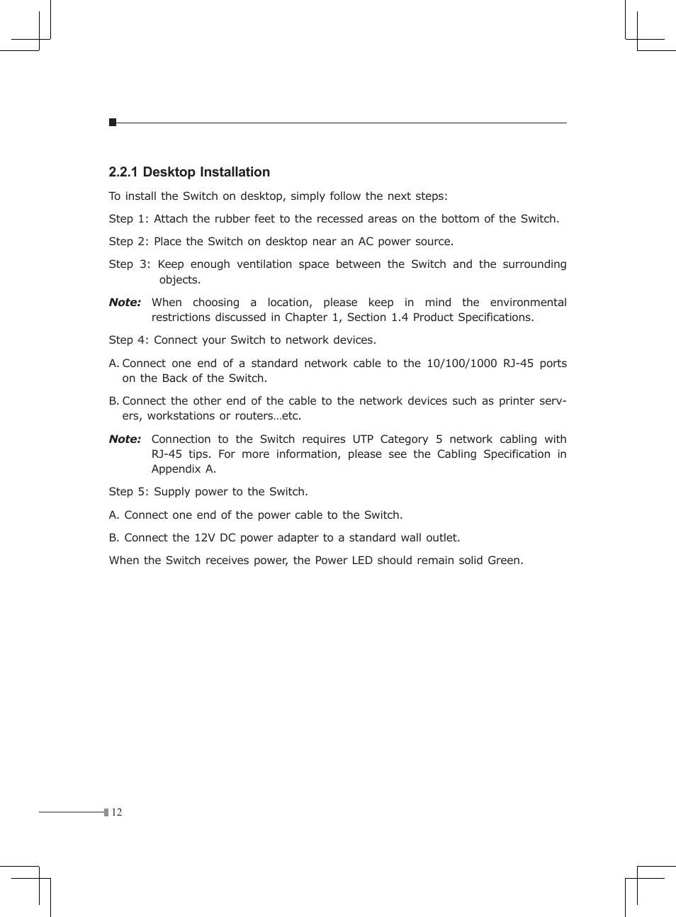 1 desktop installation | Planet Technology GSD-Series User Manual | Page 12 / 20