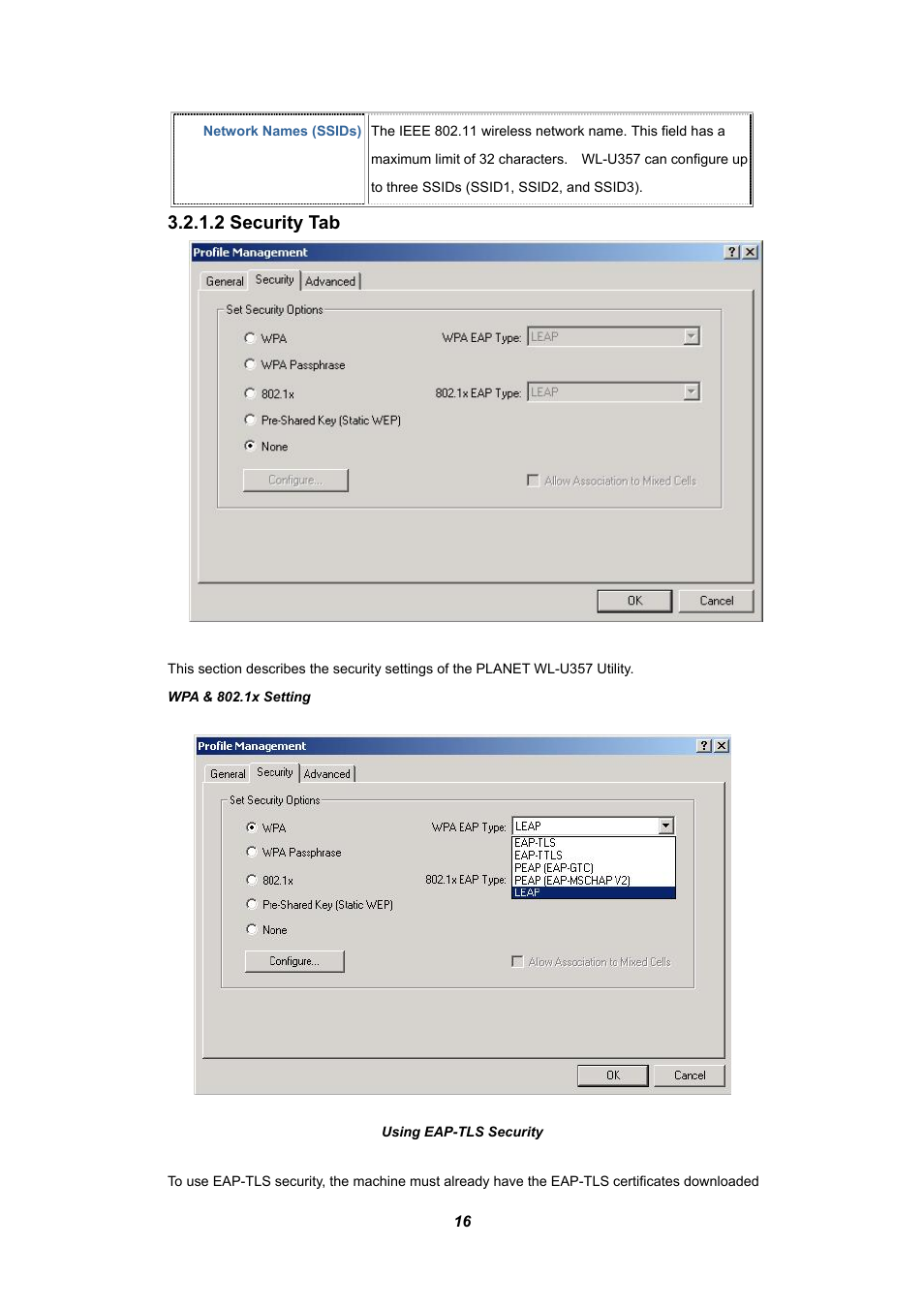 2 security tab | Planet Technology WL-U357 User Manual | Page 20 / 35