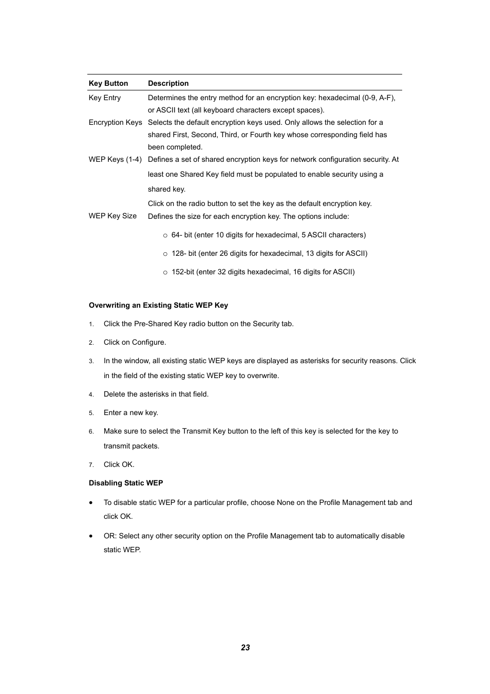 Disabling static wep | Planet Technology WL-U357 User Manual | Page 27 / 35