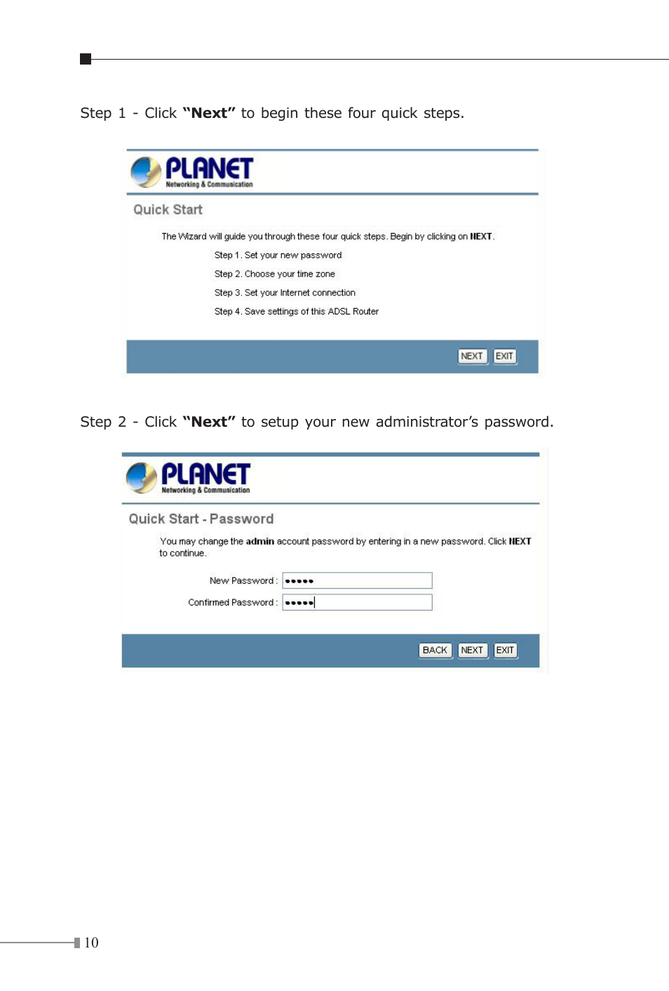 Planet Technology 802.11n Wireless ADSL 2/2+ Router ADN-4000 User Manual | Page 10 / 16