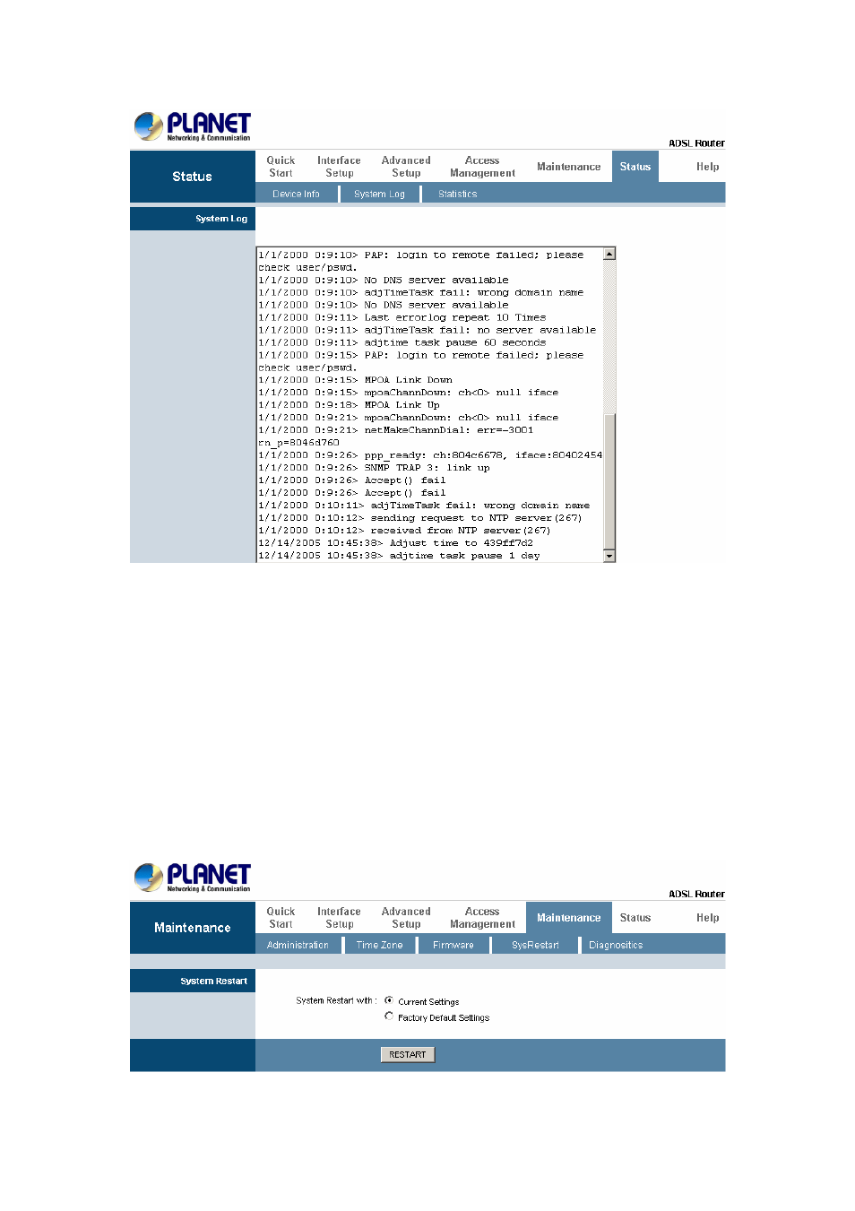 6 system reset | Planet Technology ADSL 2/2+ Router ADE4400v2 User Manual | Page 32 / 55