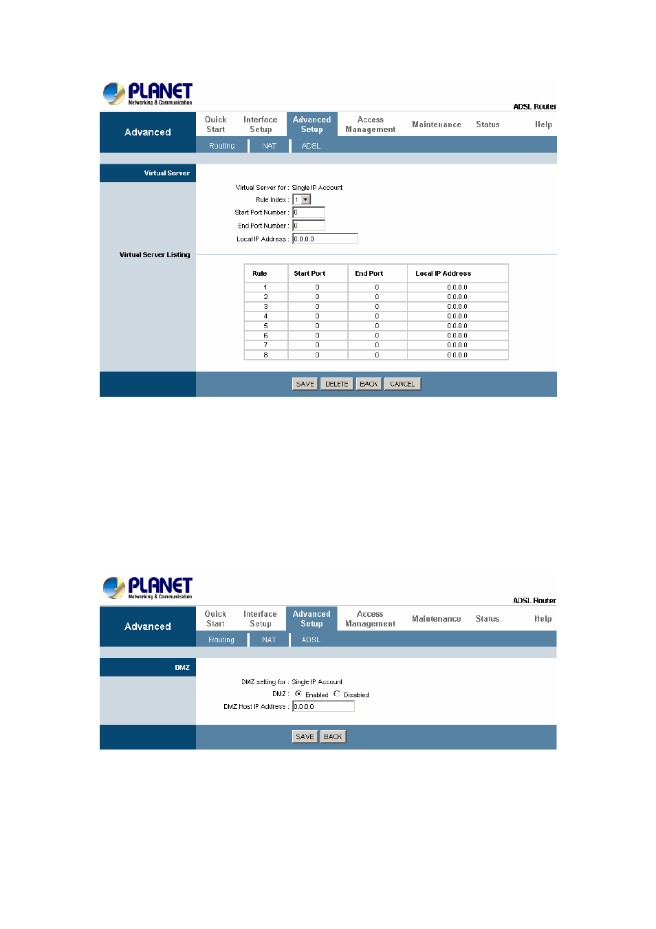 3 dmz setting | Planet Technology ADSL 2/2+ Router ADE4400v2 User Manual | Page 42 / 55