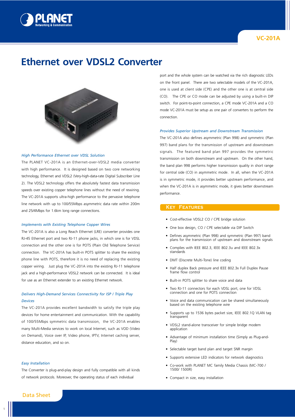 Planet Technology VDSL2 User Manual | 4 pages