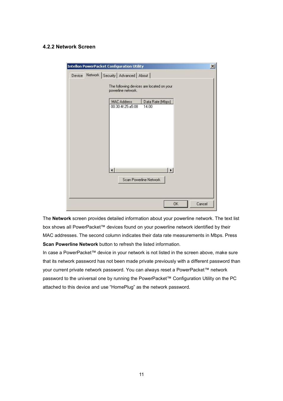 2 network screen | Planet Technology PL-401E User Manual | Page 14 / 19