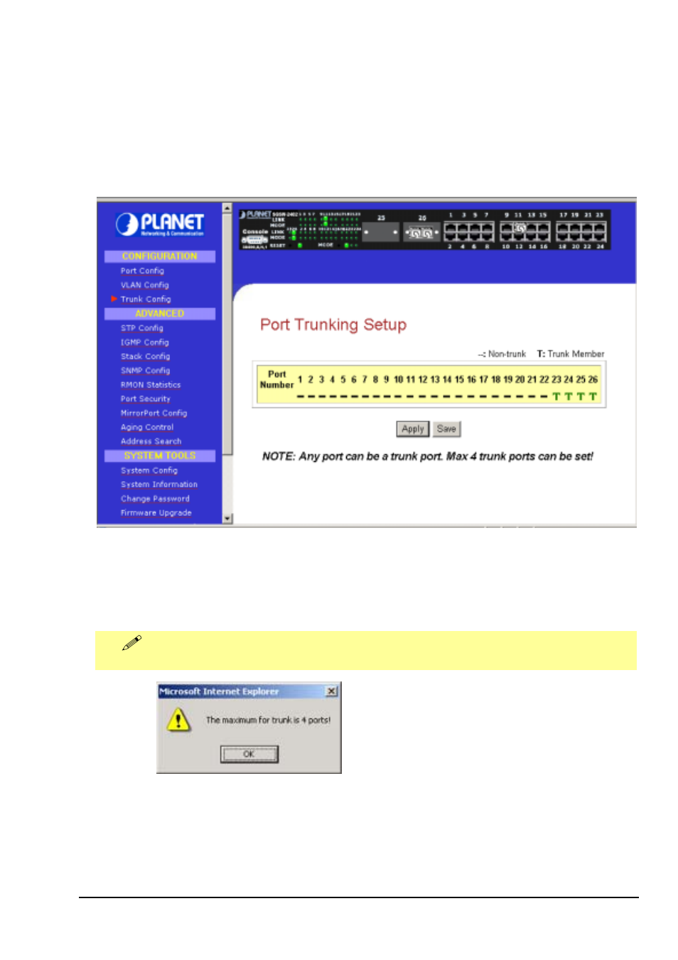 5 trunk config | Planet Technology SGSW-2402 User Manual | Page 16 / 63