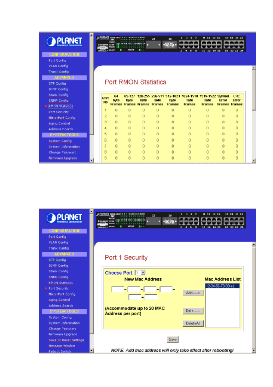 12 port security | Planet Technology SGSW-2402 User Manual | Page 24 / 63