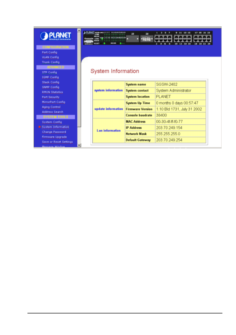 19 change password | Planet Technology SGSW-2402 User Manual | Page 32 / 63