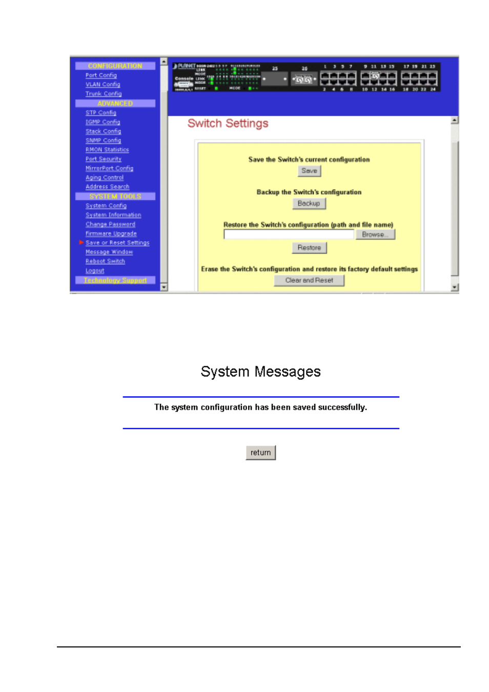 1 save, 2 backup | Planet Technology SGSW-2402 User Manual | Page 37 / 63