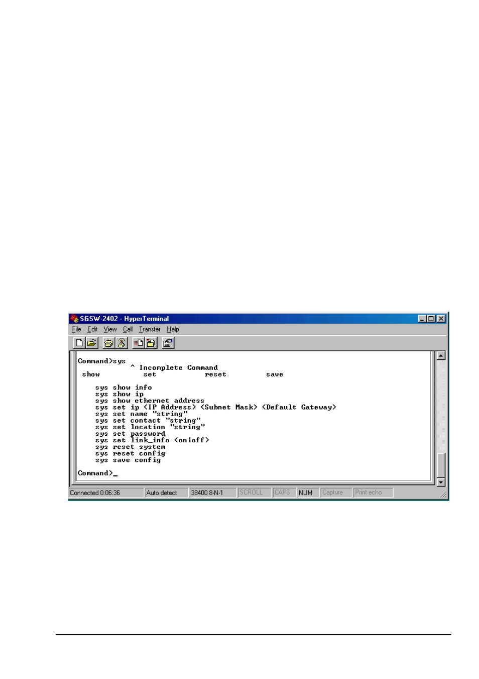 Sys--system management commands | Planet Technology SGSW-2402 User Manual | Page 47 / 63