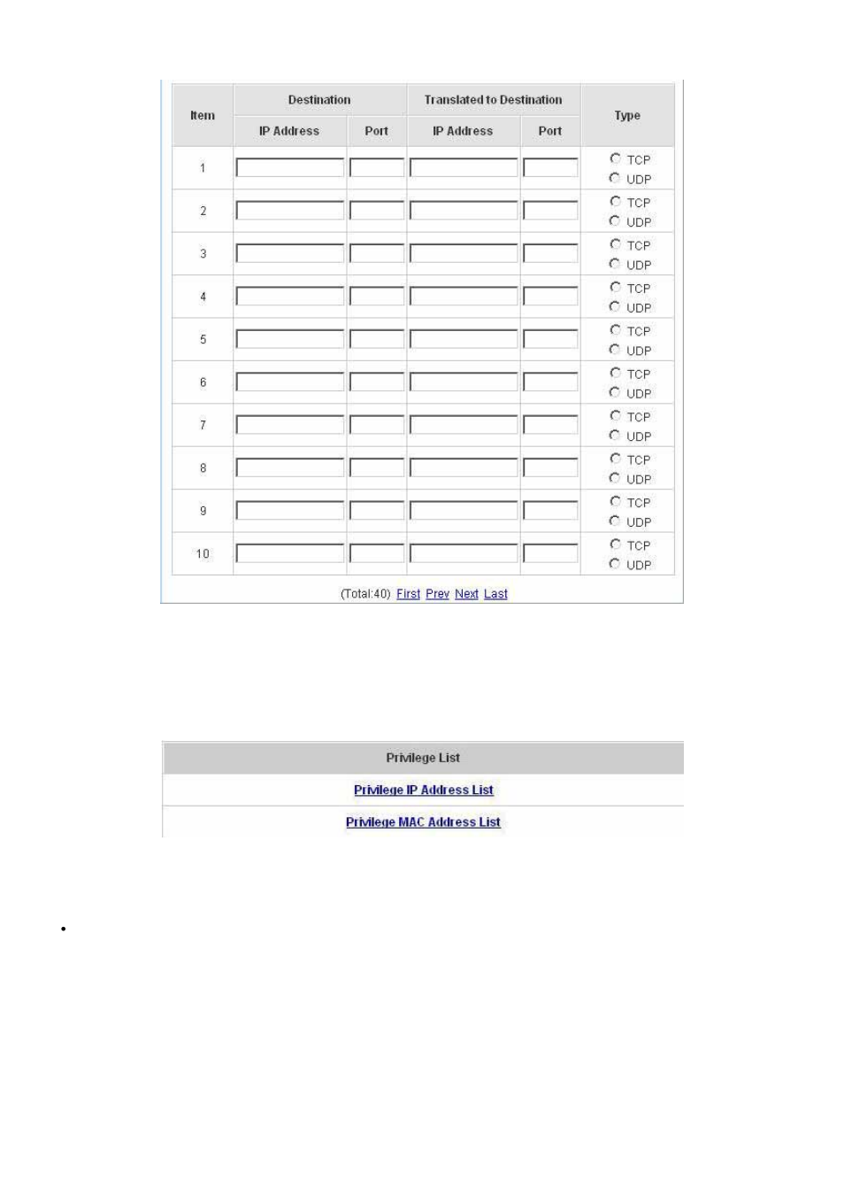 Privilege list, 2 privilege list | Planet Technology WLS-1280 User Manual | Page 103 / 152