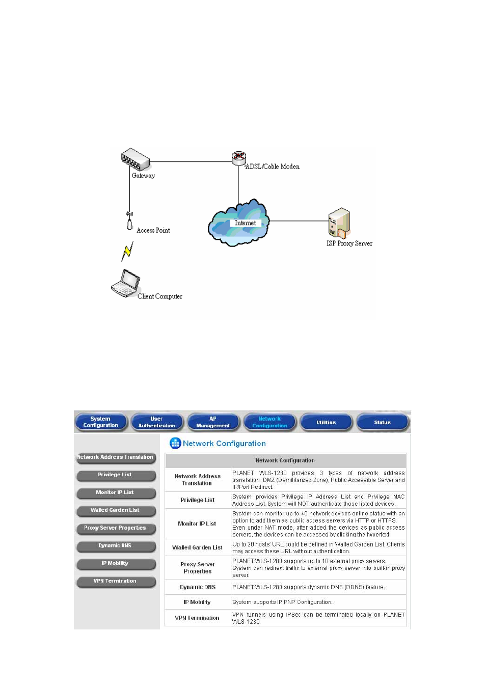 Appendix d –proxy setting for hotspot | Planet Technology WLS-1280 User Manual | Page 136 / 152