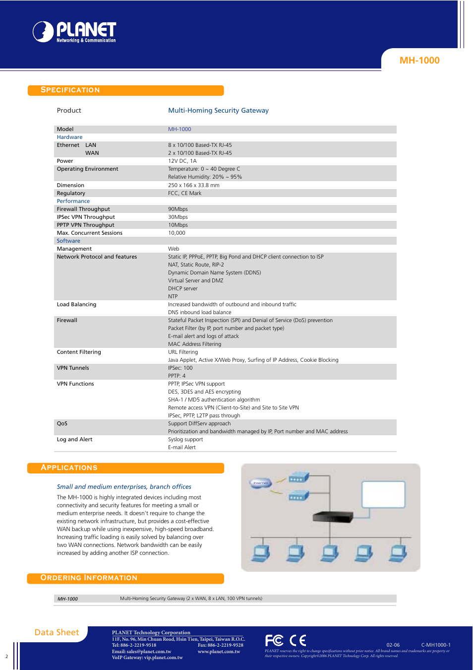 Mh-1000 | Planet Technology MH-1000 User Manual | Page 2 / 2