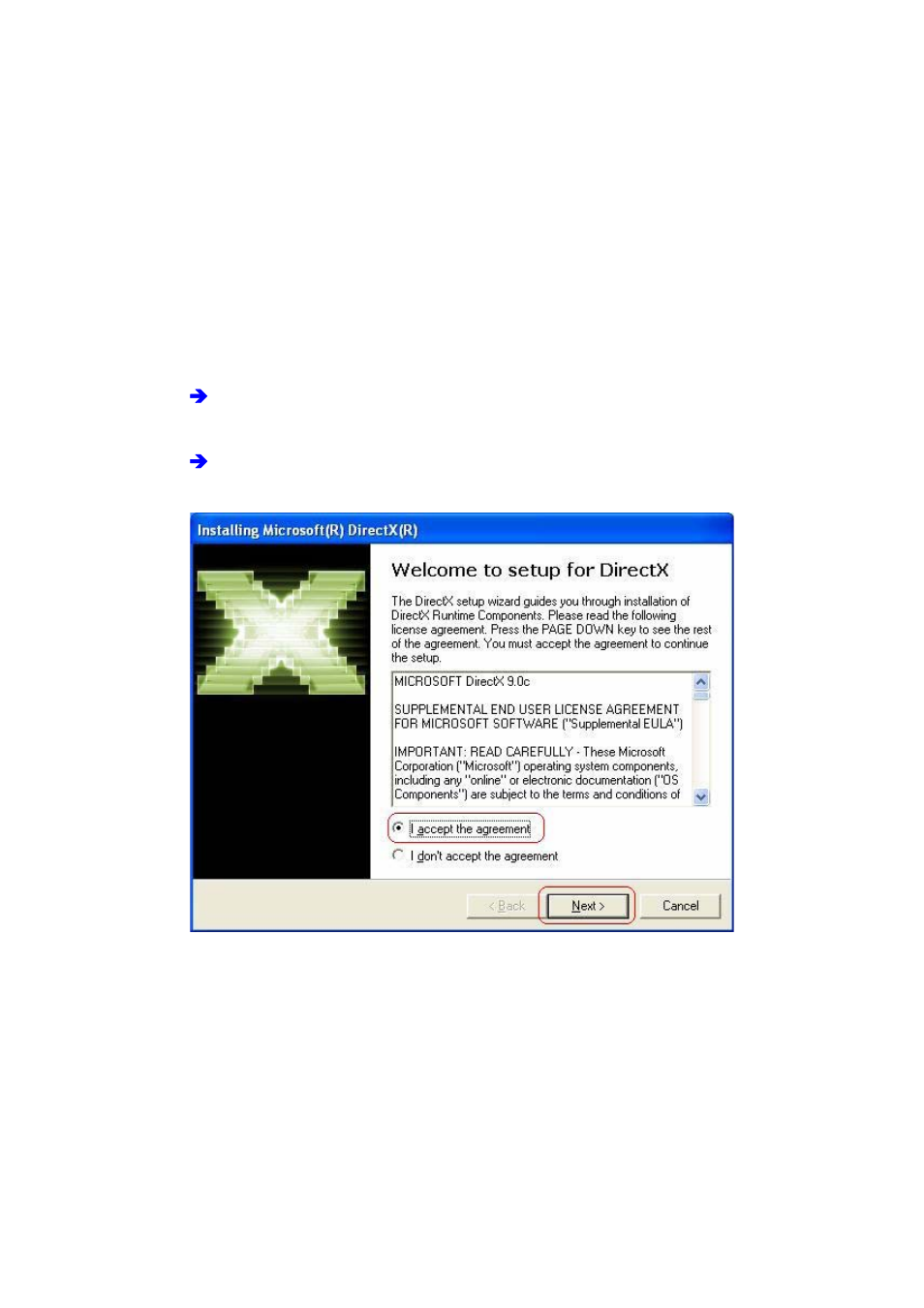 2 install microsoft directx 9 | Planet Technology DTR-100D User Manual | Page 15 / 79