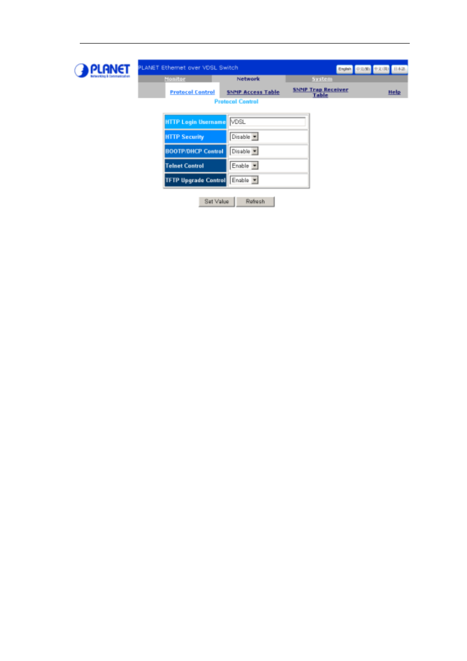 2 snmp access table | Planet Technology VC-412 User Manual | Page 20 / 46