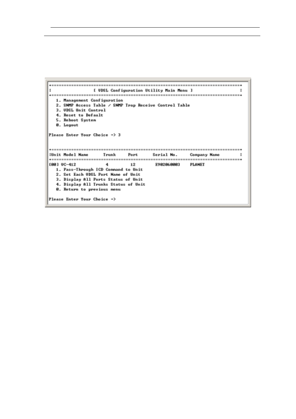 4 vdsl unit control, 1 pass-through icd command to unit, 2 set each vdsl port name of unit | Planet Technology VC-412 User Manual | Page 30 / 46