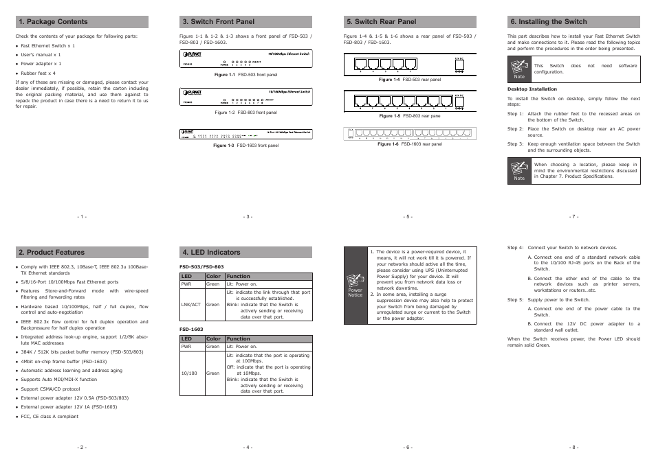 Planet Technology FSD-503 User Manual | 2 pages