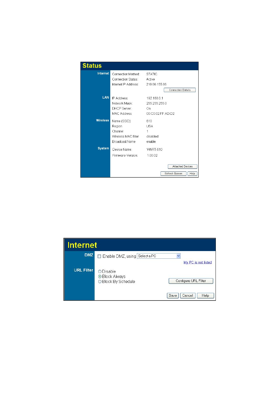 5 status, 6 advanced features, 1 internet | Tatus, Dvanced, Eatures | Planet Technology Pre-N Wireless Router WNRT-610 User Manual | Page 22 / 37