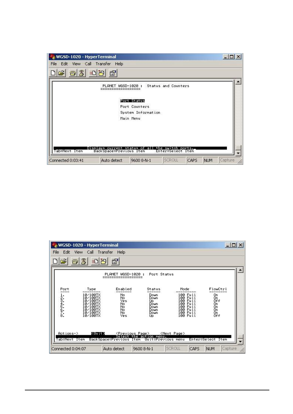 1 status and counters, 1 port status | Planet Technology WGSD-1020 User Manual | Page 15 / 93