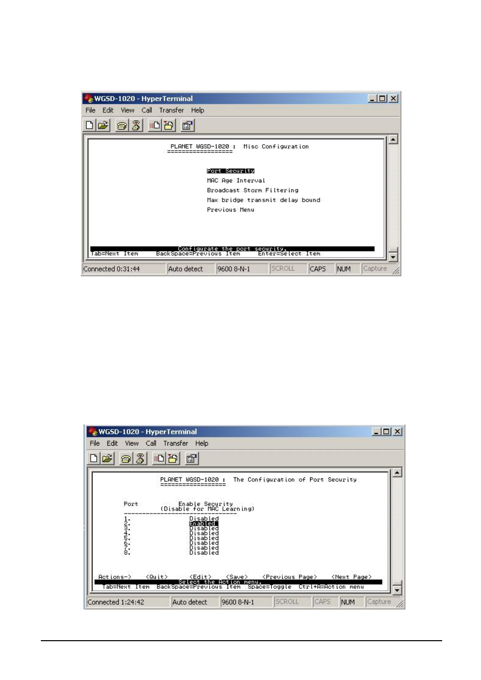 7 misc configuration, 1 port security | Planet Technology WGSD-1020 User Manual | Page 31 / 93