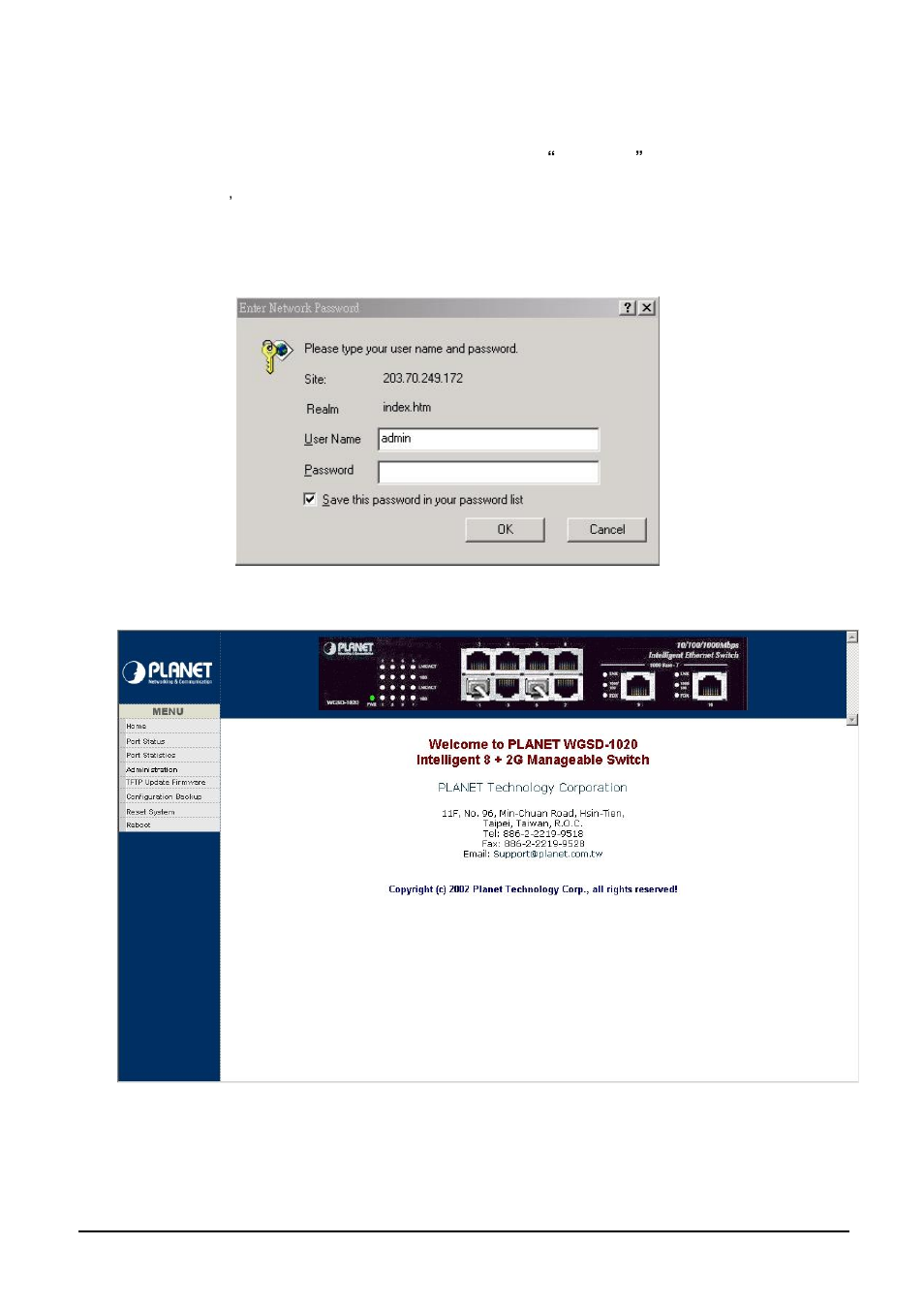 Web management, 1 login in to the switch | Planet Technology WGSD-1020 User Manual | Page 51 / 93