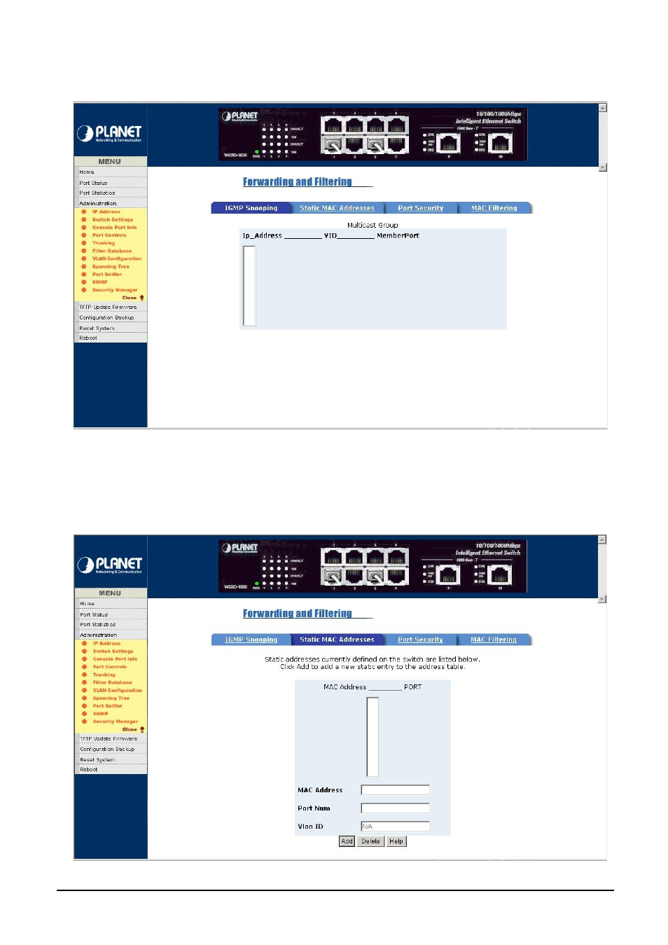 6 filter database | Planet Technology WGSD-1020 User Manual | Page 66 / 93