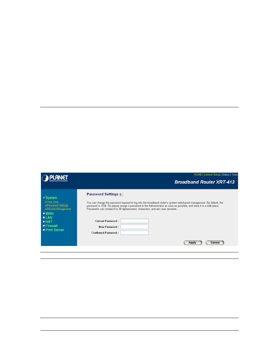2 password settings | Planet Technology XRT-412 User Manual | Page 31 / 70