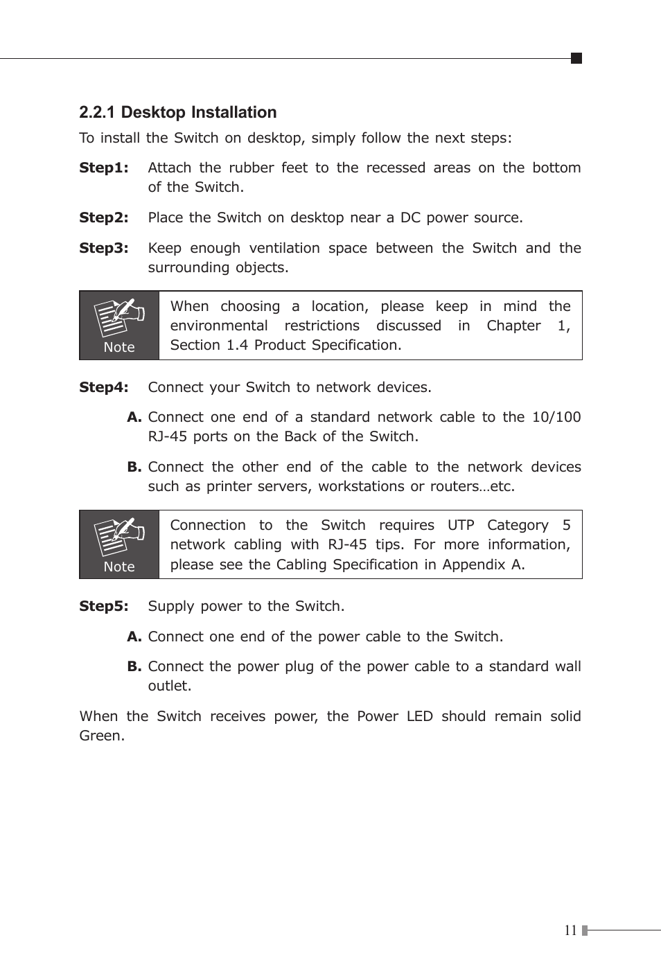 1 desktop installation | Planet Technology SW-804 User Manual | Page 11 / 16