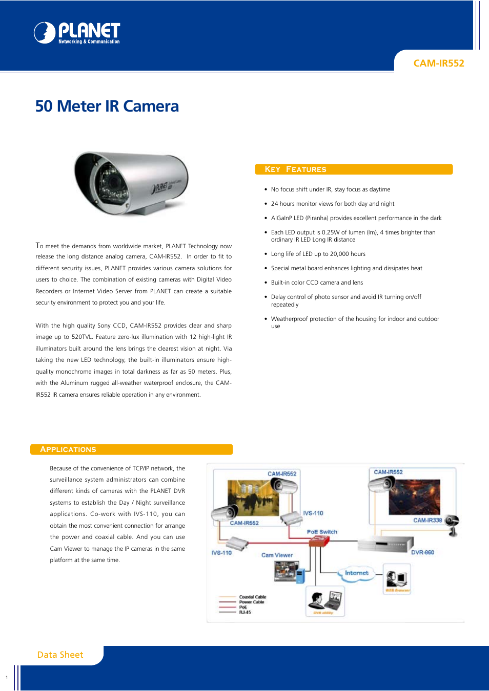 Planet Technology CAM-IR552 User Manual | 2 pages