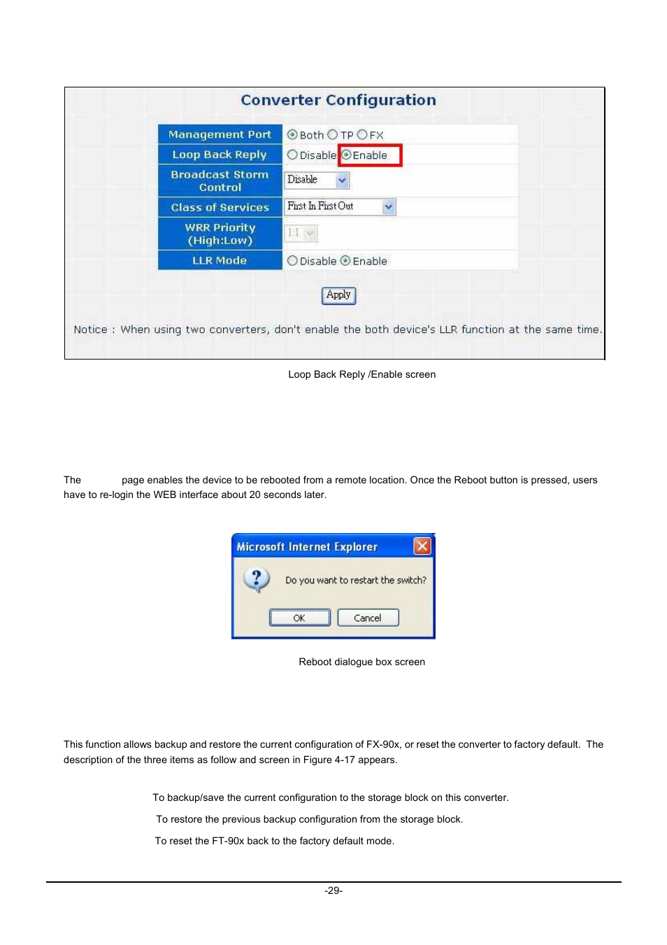2 system reboot, 3 configuration setting | Planet Technology SVC2540 User Manual | Page 32 / 40