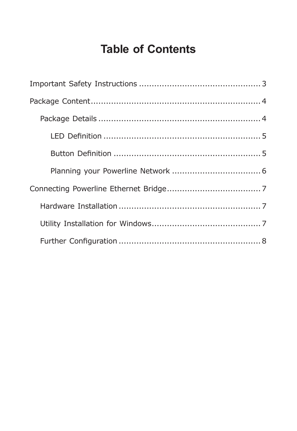 Planet Technology 200Mbps Powerline Ethernet Bridge PL-501-EU/US/UK User Manual | Page 2 / 8