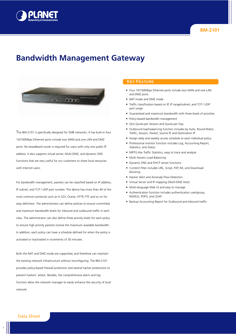 Planet Technology BM-2101 User Manual | 2 pages