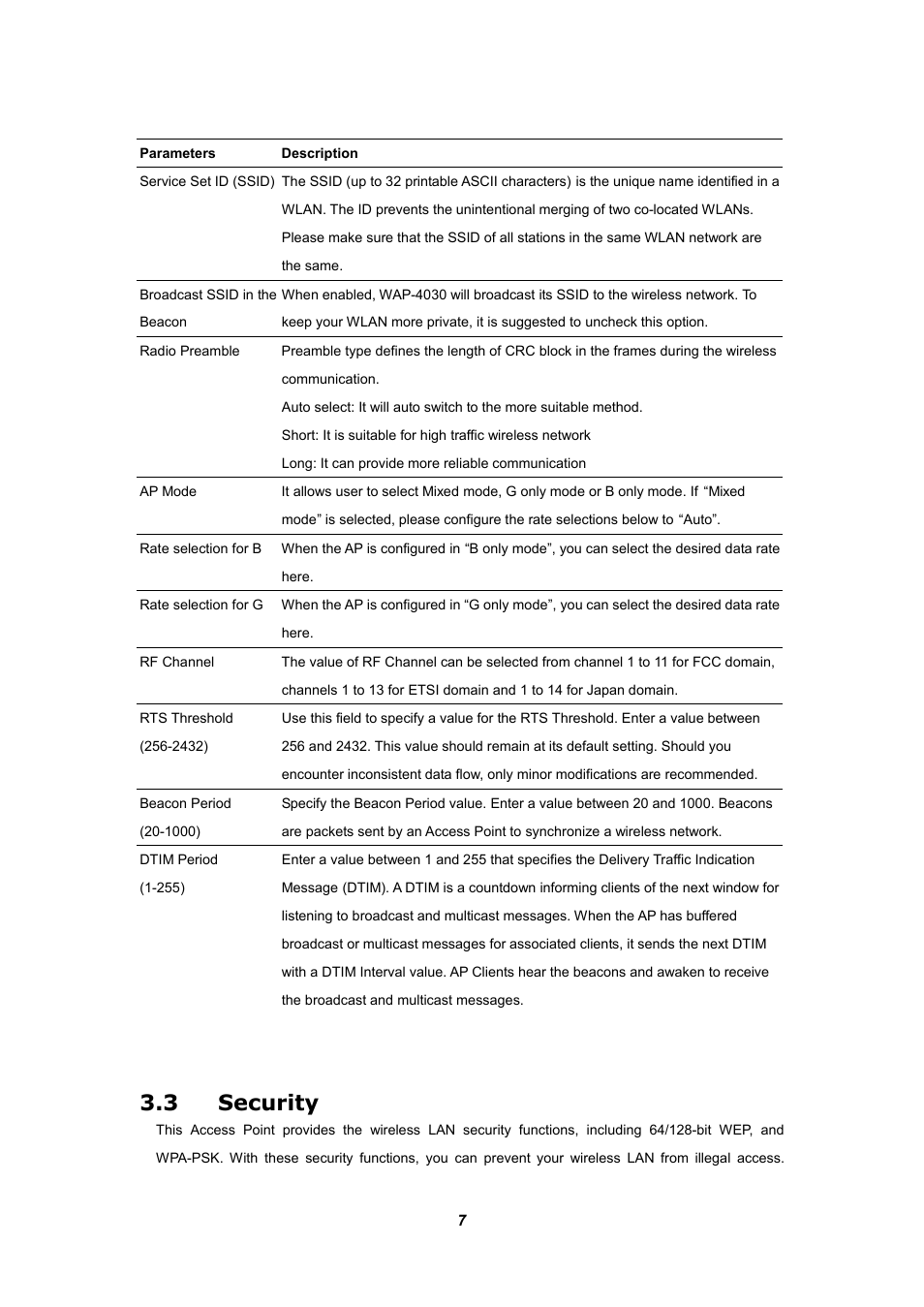 3 security | Planet Technology WAP-4030 User Manual | Page 11 / 17