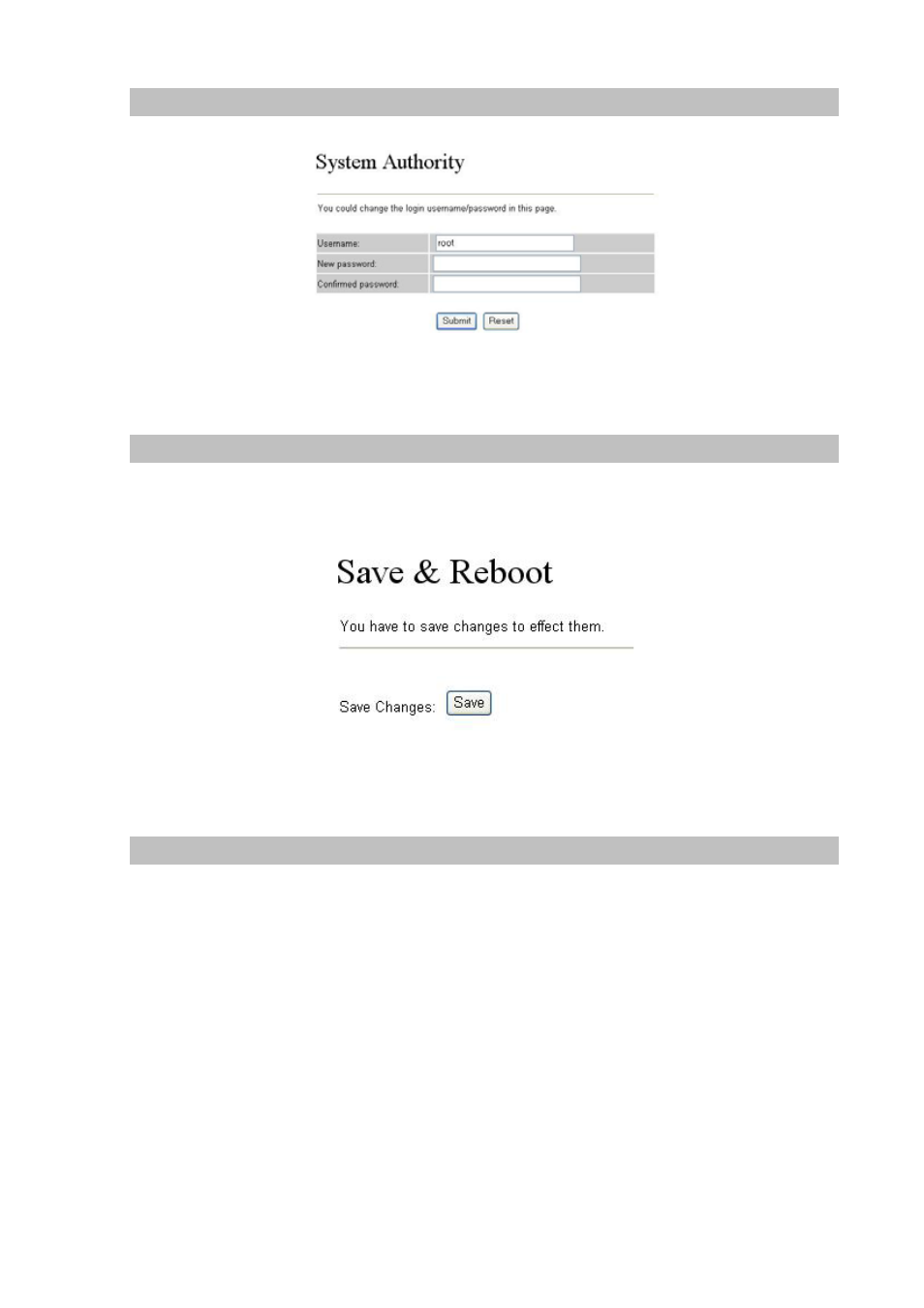 System authority, Save & reboot, Firmware upgrade | Planet Technology VIP-156PE User Manual | Page 27 / 31
