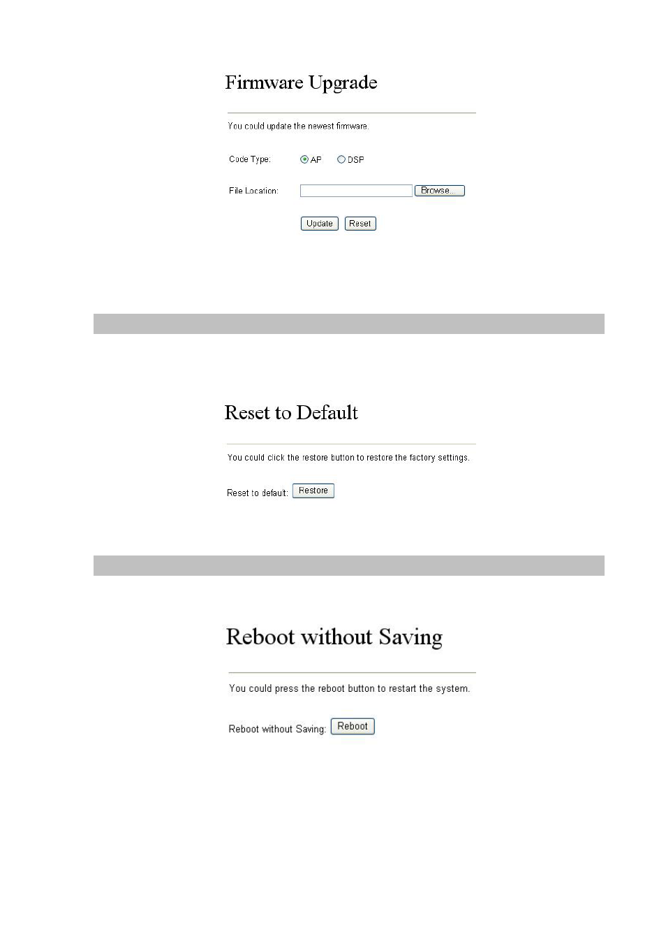Reset to default, Reboot without saving | Planet Technology VIP-156PE User Manual | Page 28 / 31