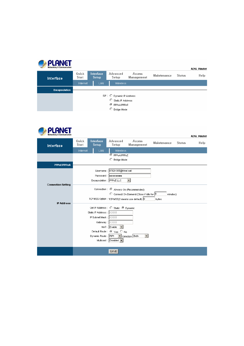 2 wan status, 1 lan configuration | Planet Technology ADW-4401 A/B User Manual | Page 24 / 42