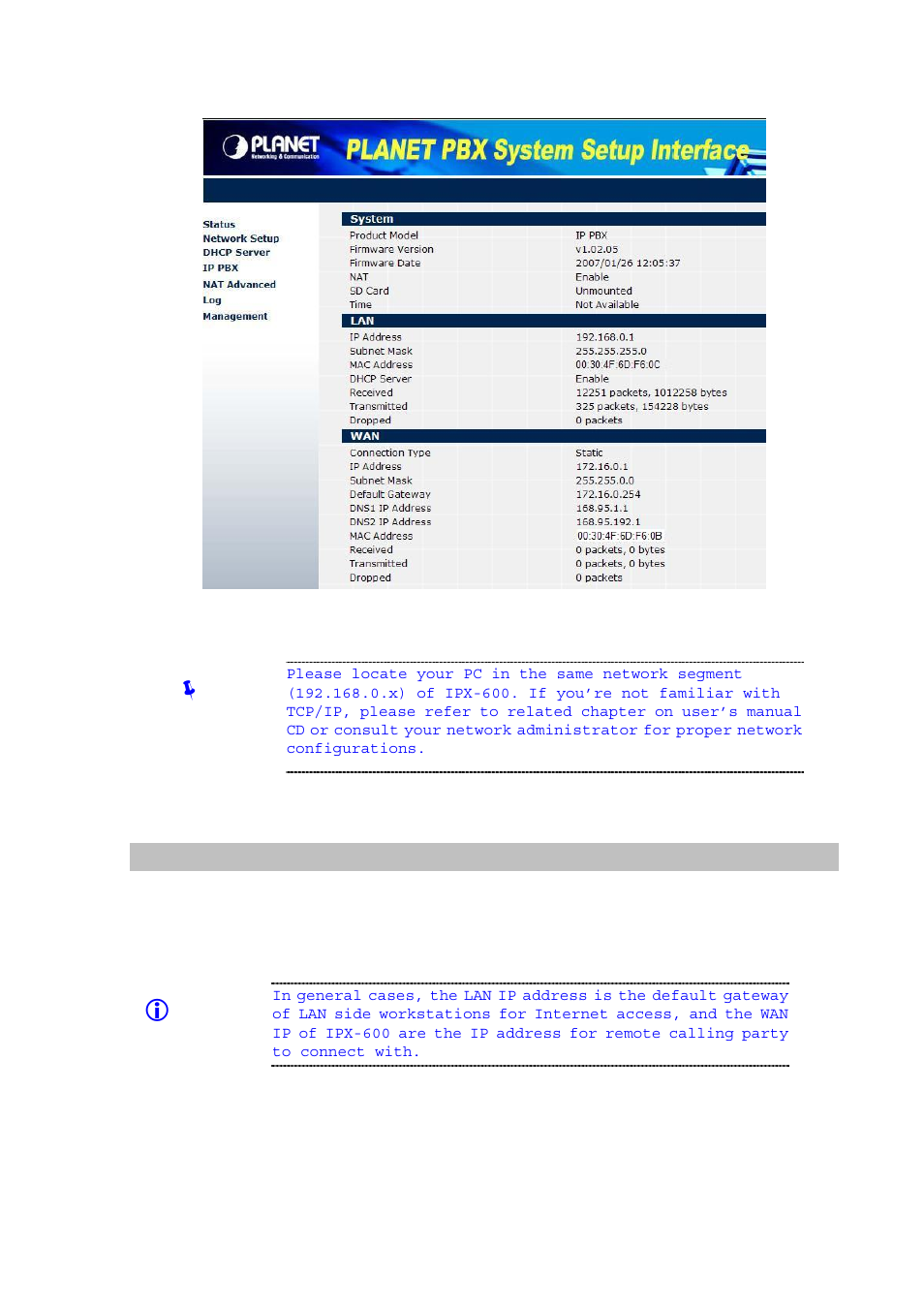 Lan/wan interface quick configurations, Hint | Planet Technology SOHO Internet Telephony PBX System IPX-600 User Manual | Page 11 / 67