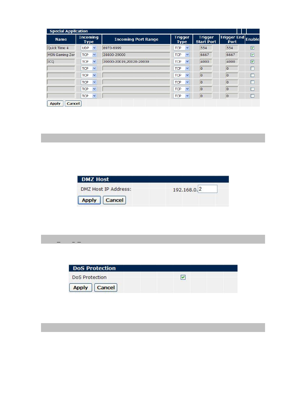 Dmz host, Dos (denial of service) protection, Dynamic dns | Planet Technology SOHO Internet Telephony PBX System IPX-600 User Manual | Page 44 / 67