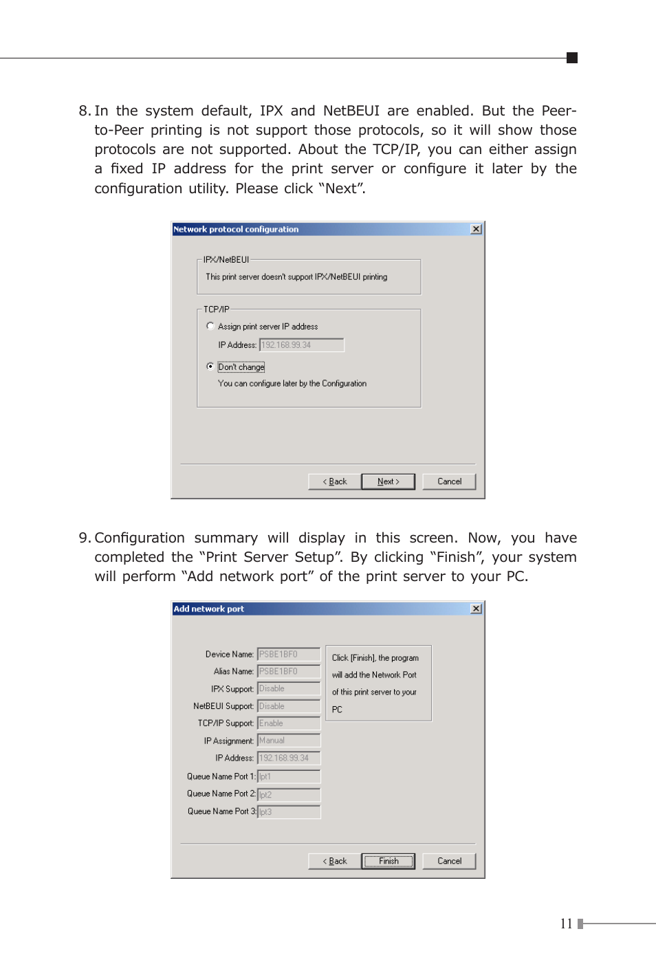 Planet Technology Multi-Port Fast Ethernet Print Server FPS-3121 User Manual | Page 11 / 12