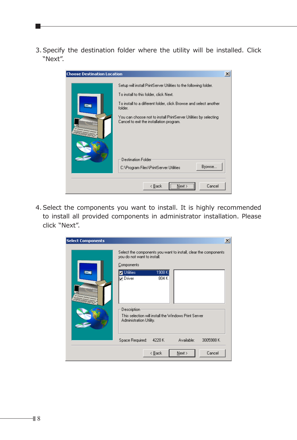 Planet Technology Multi-Port Fast Ethernet Print Server FPS-3121 User Manual | Page 8 / 12