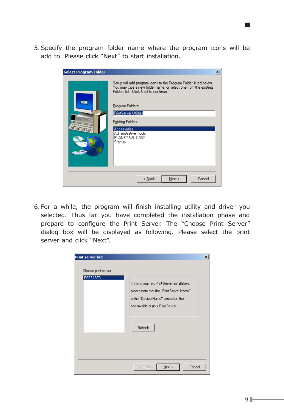 Planet Technology Multi-Port Fast Ethernet Print Server FPS-3121 User Manual | Page 9 / 12