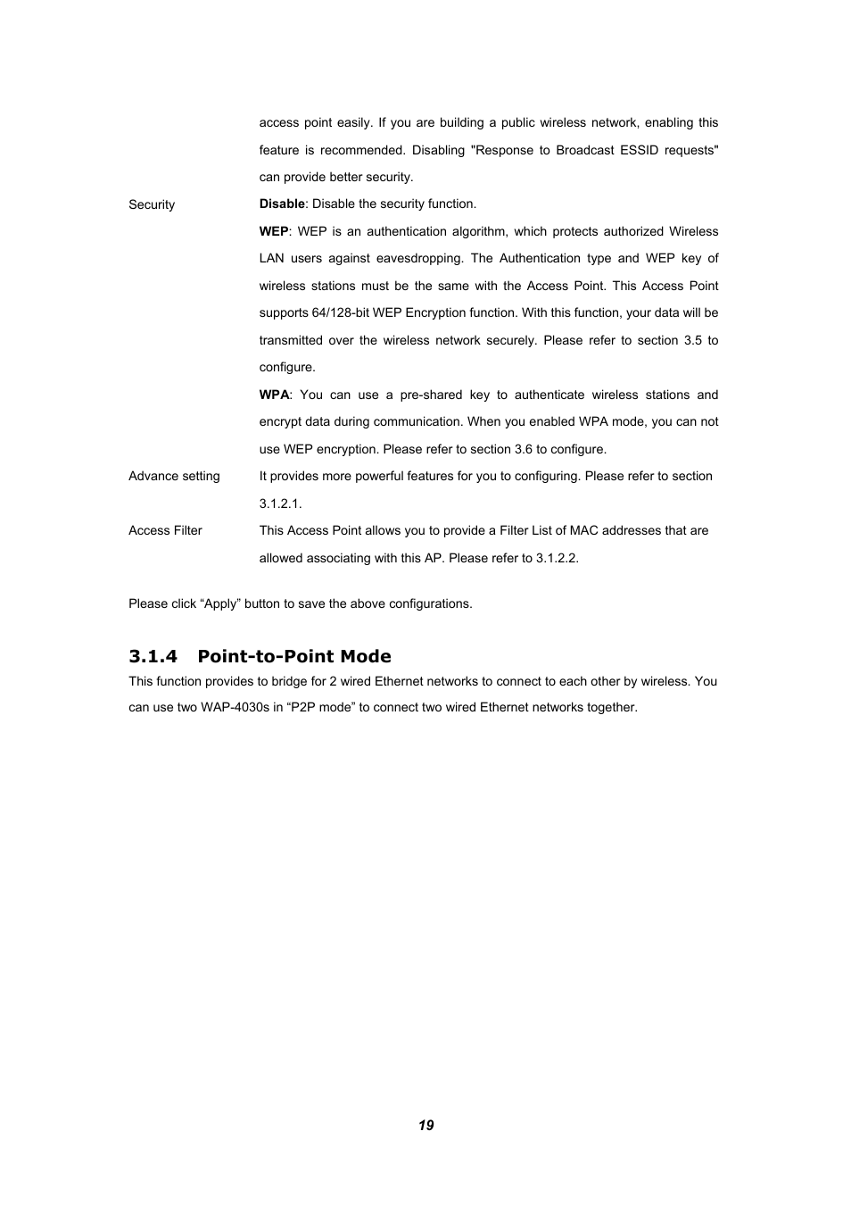 4 point-to-point mode | Planet Technology WAP-4030A User Manual | Page 19 / 28