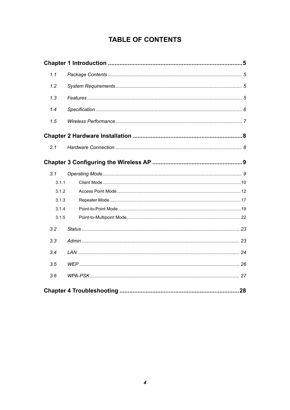 Planet Technology WAP-4030A User Manual | Page 4 / 28