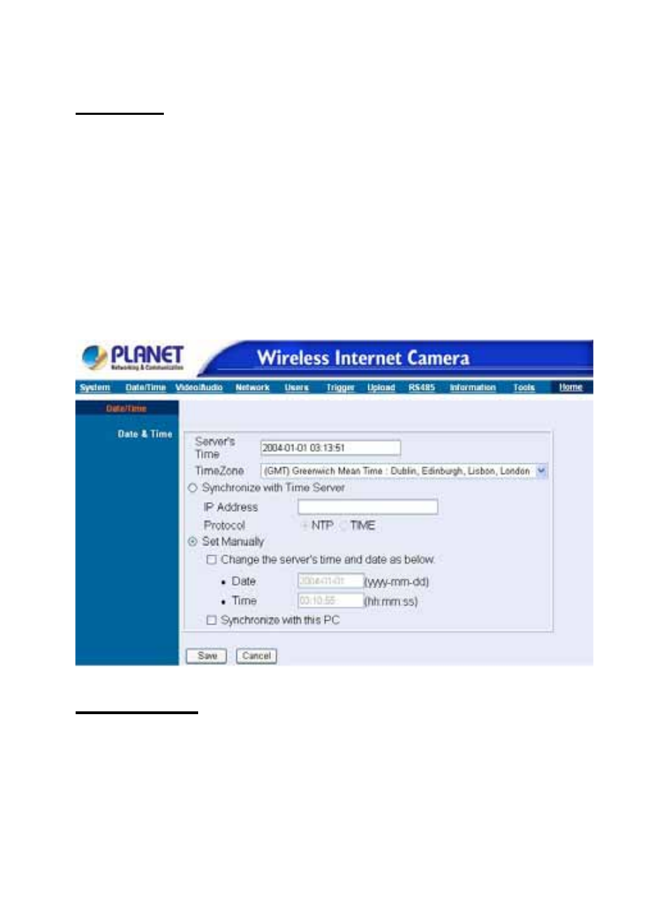 Location, Date/time, Date & time | Planet Technology Internet Camera ICA-110W User Manual | Page 28 / 108