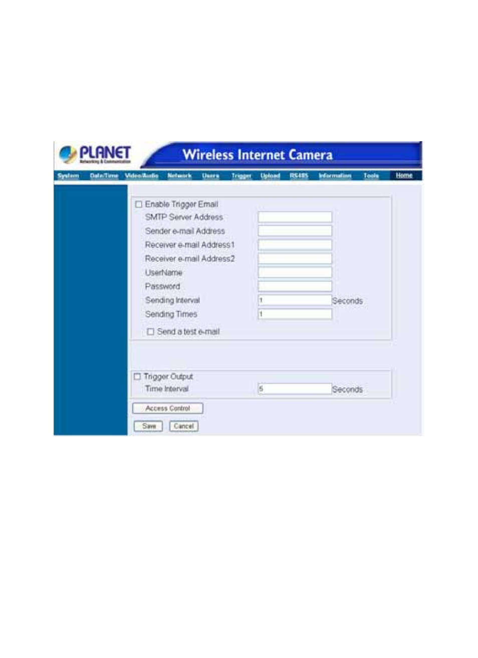 Trigger | Planet Technology Internet Camera ICA-110W User Manual | Page 39 / 108