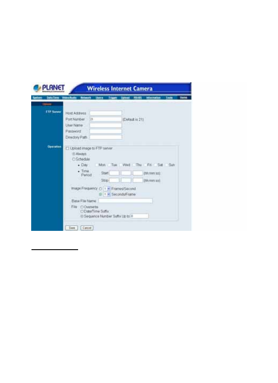 Upload, Ftp server | Planet Technology Internet Camera ICA-110W User Manual | Page 41 / 108